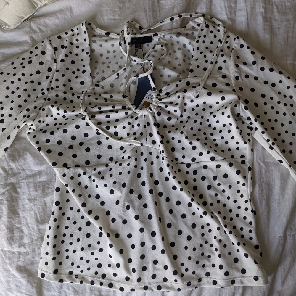 Long sleeve polkadot blouse